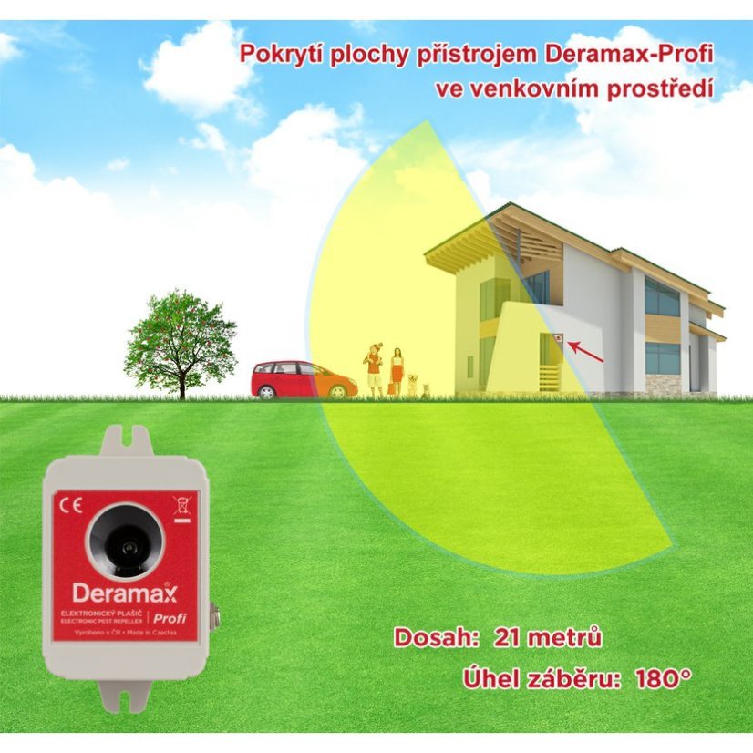 Deramax Profi - Ultrazvukový odpuzovač kun a hlodavců